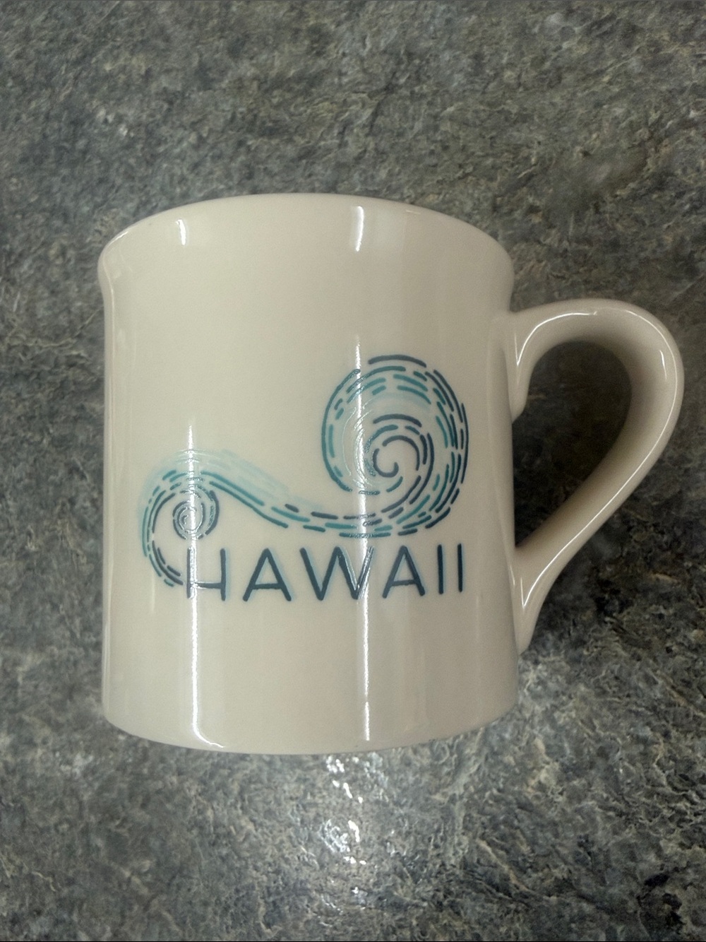 Starbucks 2013 Hawaii Ceramic Coffee Mug White with Blue Wave Design